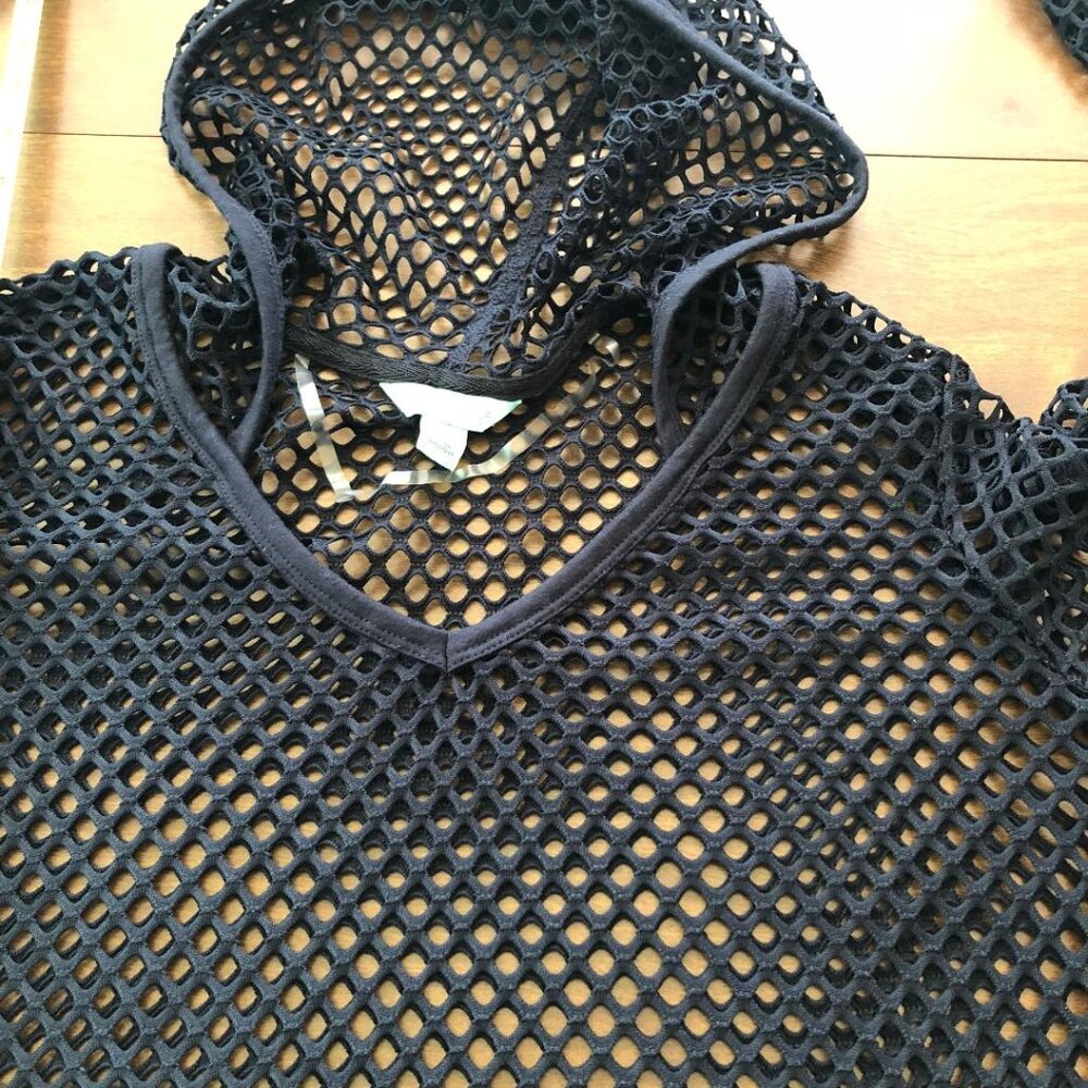 Balance Collection Coverup, Navy Blue, Mesh, Hooded, Beach Cover-up, Size Medium - Picture 6 of 9
